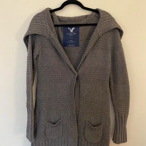 American Eagle Outfitters Gray Hooded Cardigan